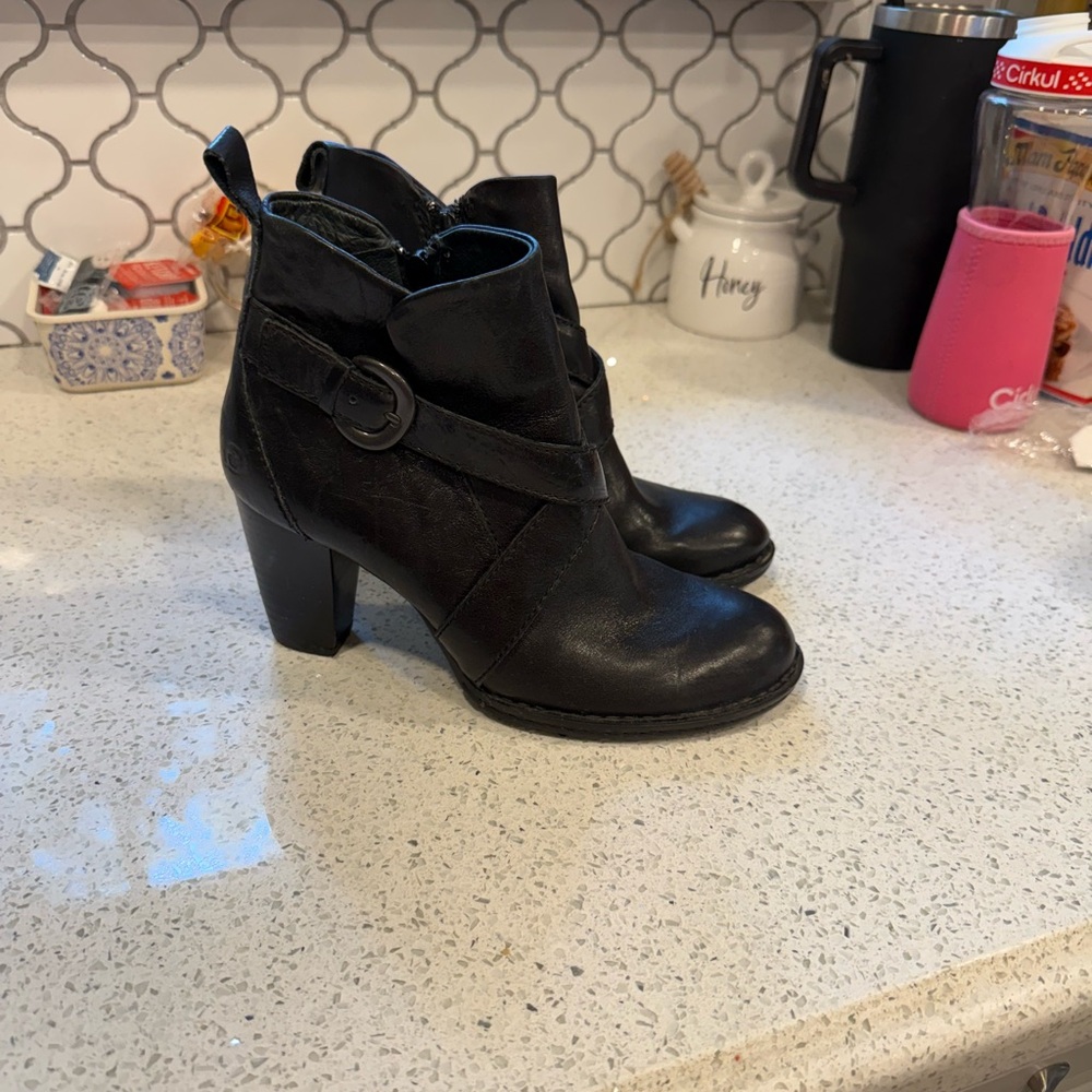Born Black Heeled Ankle Boots